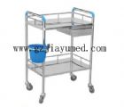 JY-A12 Stainless steel treatment cart（with drawer、plastic barrels）